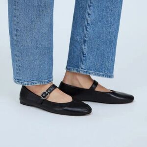 Madewell Black Flats with Buckle Detail